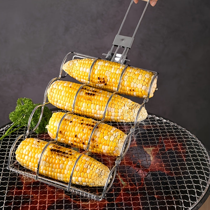 1pc Metal Grill Basket | Suitable for Corn, Fish, Vegetables, Steak, Shrimp - Non-Stick Coating, Corn Clip Rack, Outdoor Cooking Tools, No Battery Required, Ideal for Gifts, Faridabio