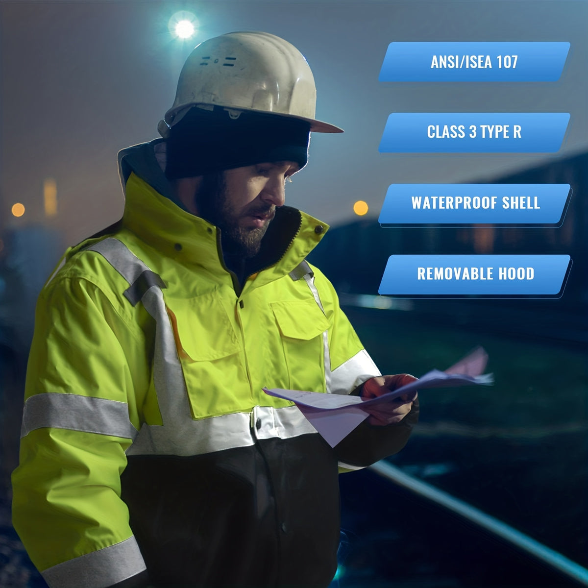 High-Visibility Reflective Safety Jackets - ANSI/ISEA Certified for Unisex Use - All-Weather Protection, Ensuring Your Safety Day and Night - Perfect for Men and Women!