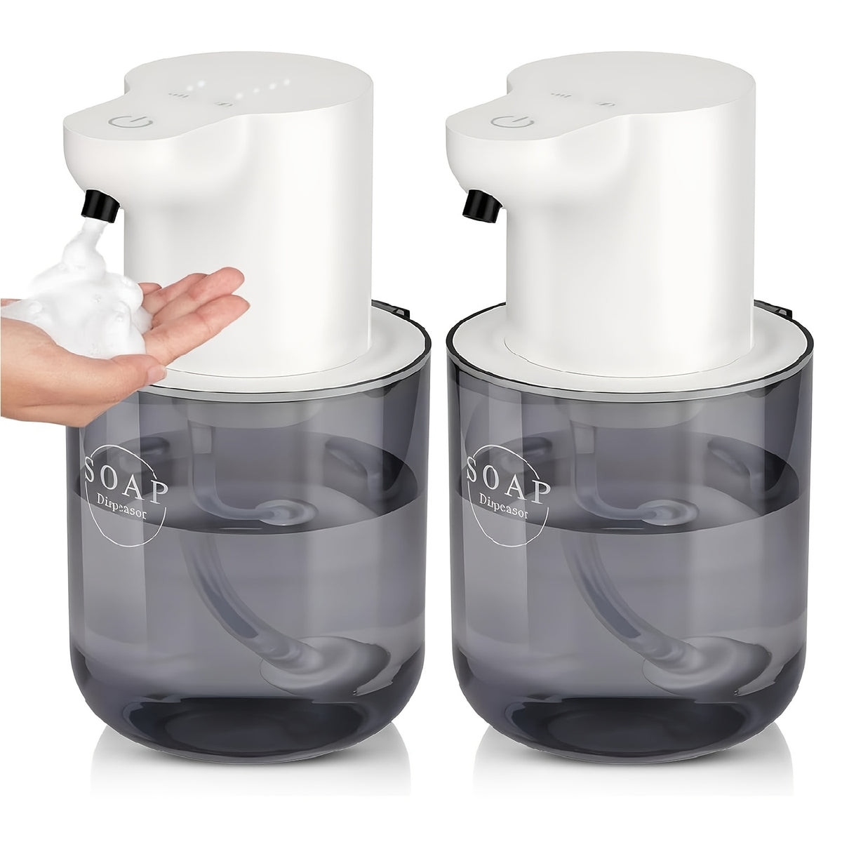 [Sleek Elegance] Touchless Smart Sensor Soap Dispenser – Automatic Foam/Liquid Dispenser with 4 Adjustable Settings, Wall-Mounted Design for Kitchen & Bathroom,, USB Rechargeable, Stylish Black Modern Design for Home, Office, and School