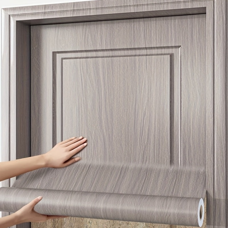 Self-Adhesive Removable Door Sticker - High-End Wood Grain Texture, Widened & Upgraded Metallic Finish, Easy Peel & Stick for Room & Door Renovation, Door Stickers for Home Renovation, Textured Surface, Durable Adhesive