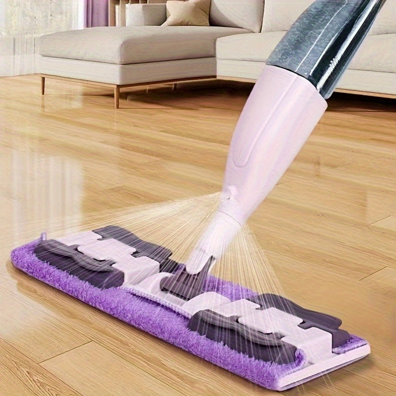 1-Pack Heavy-Duty Chenille Spray Mop with Long Handle - Wet/Dry Floor Cleaner, 3 Reusable Cleaning Pads, for Hardwood, Tile, Laminate, Kitchen, Bathroom, Living Room - Space-Saving Storage Design, Versatile Floor Cleaning, Ergonomic Spray Mop, Easygrip H
