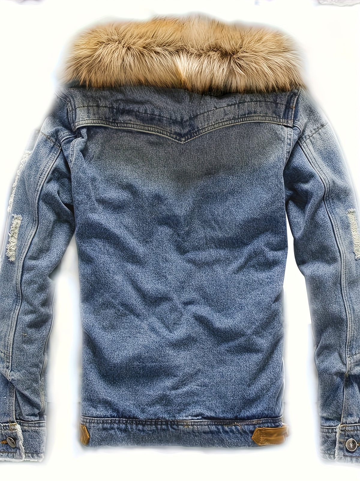 Men'S Vintage Faux Denim Jacket - Classic Slim Fit Non-Stretch Fabric with Chest Pocket, Button-Up Front & Lapel Collar, All-Season Casual Outerwear for Everyday & Formal