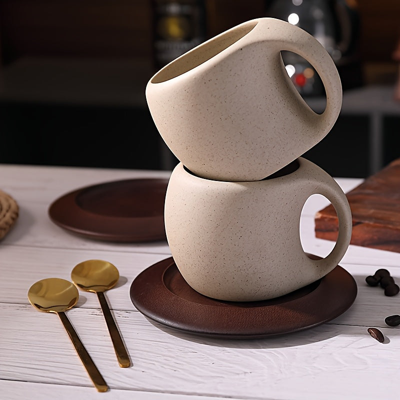 1set ceramic coffee cup saucer Home kitchen dining room Coffee cup saucer set for tea coffee milk fruit juice Suitable for outdoor wedding party gift birthday