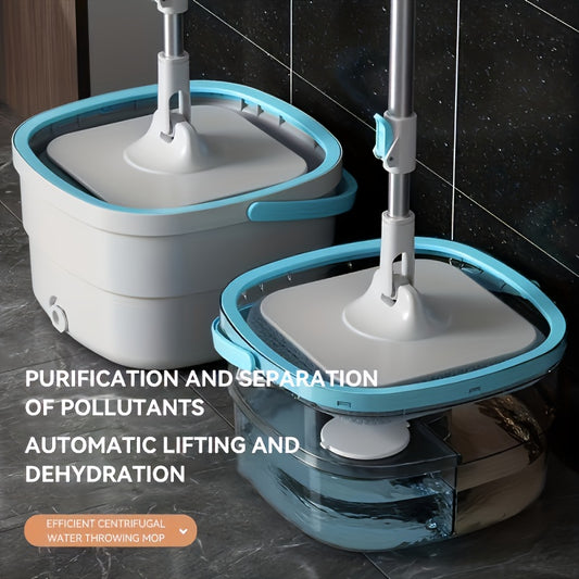 1 Set, Sewage Separation Hands-free Wash Mop And Bucket Set, Household Rotating Floor Mop, Lazy Mop, Dust Removal Mop, Dry And Wet Use, Perfect For Home, Kitchen, Bathroom Floor, Cleaning Supplies, Cleaning Tool