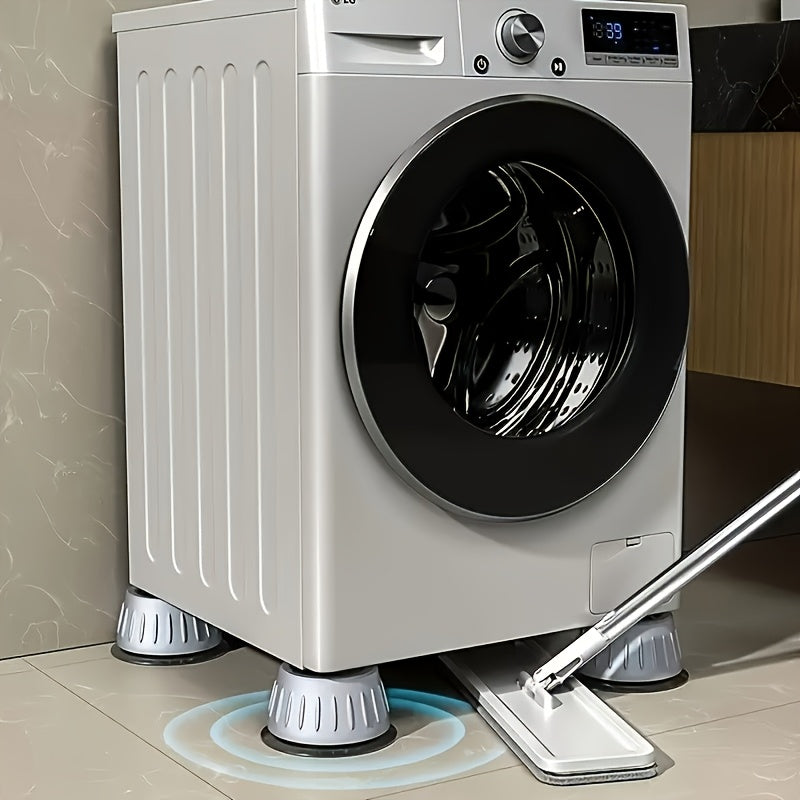 4pcs Heavy-Duty Anti-Vibration Washing Machine & Refrigerator Stabilizers - Non-Slip Shockproof Feet with Grey Plastic & Metal Construction, Appliance Levelers for Front-Load Washers, Top-Load Dryers, Fridge - Noise & Stability, Easy Installation, Suitab