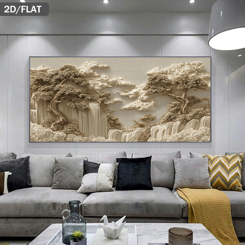 1pc Large Frameless Marble Waterfall Canvas Wall Art - 39.37"x78.74" (100x200cm) Modern Marble & Waterfall Landscape Painting, Frameless Minimalist Print for Living Room, Bedroom - Stone Texture, Marble Pattern Poster Decor, 2D Flat