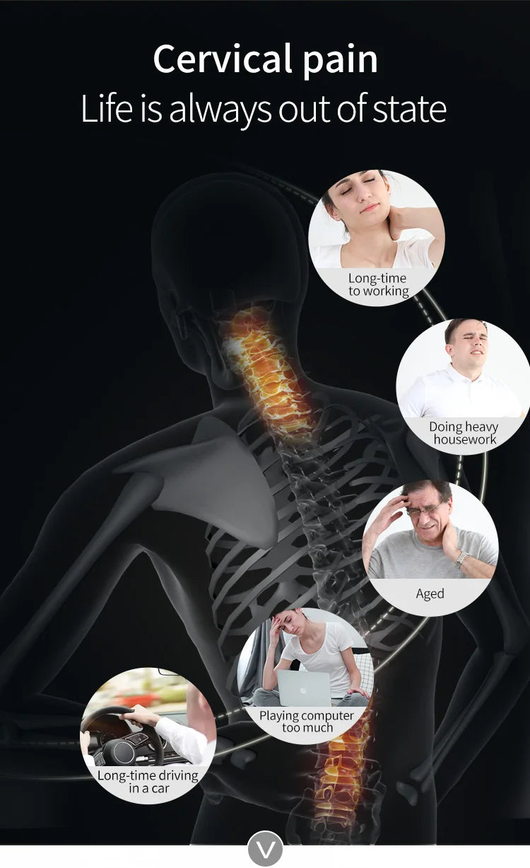 Jinkairui 2 in 1 Newest Upgrade Cervical Traction and Neck Massager Pillow Wormwood Relieve Pain Promote Sleep Solve Insomnia