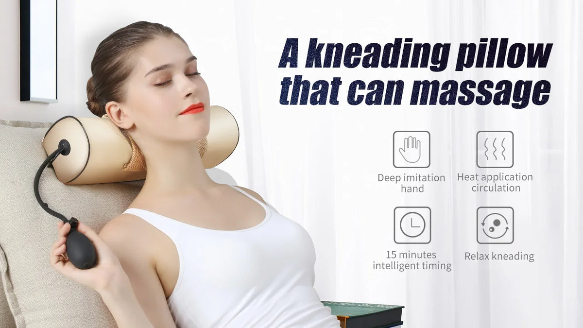 Jinkairui 2 in 1 Newest Upgrade Cervical Traction and Neck Massager Pillow Wormwood Relieve Pain Promote Sleep Solve Insomnia