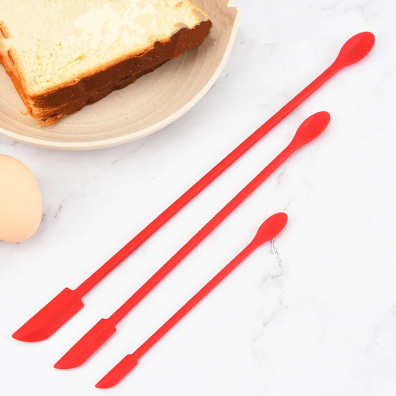 3pcs Kitchen Baking Accessories Silicone Jam Spatula  Cream Spoon Cake Decorating Tools Mixing Butter Stick  Lengthen Small Tip
