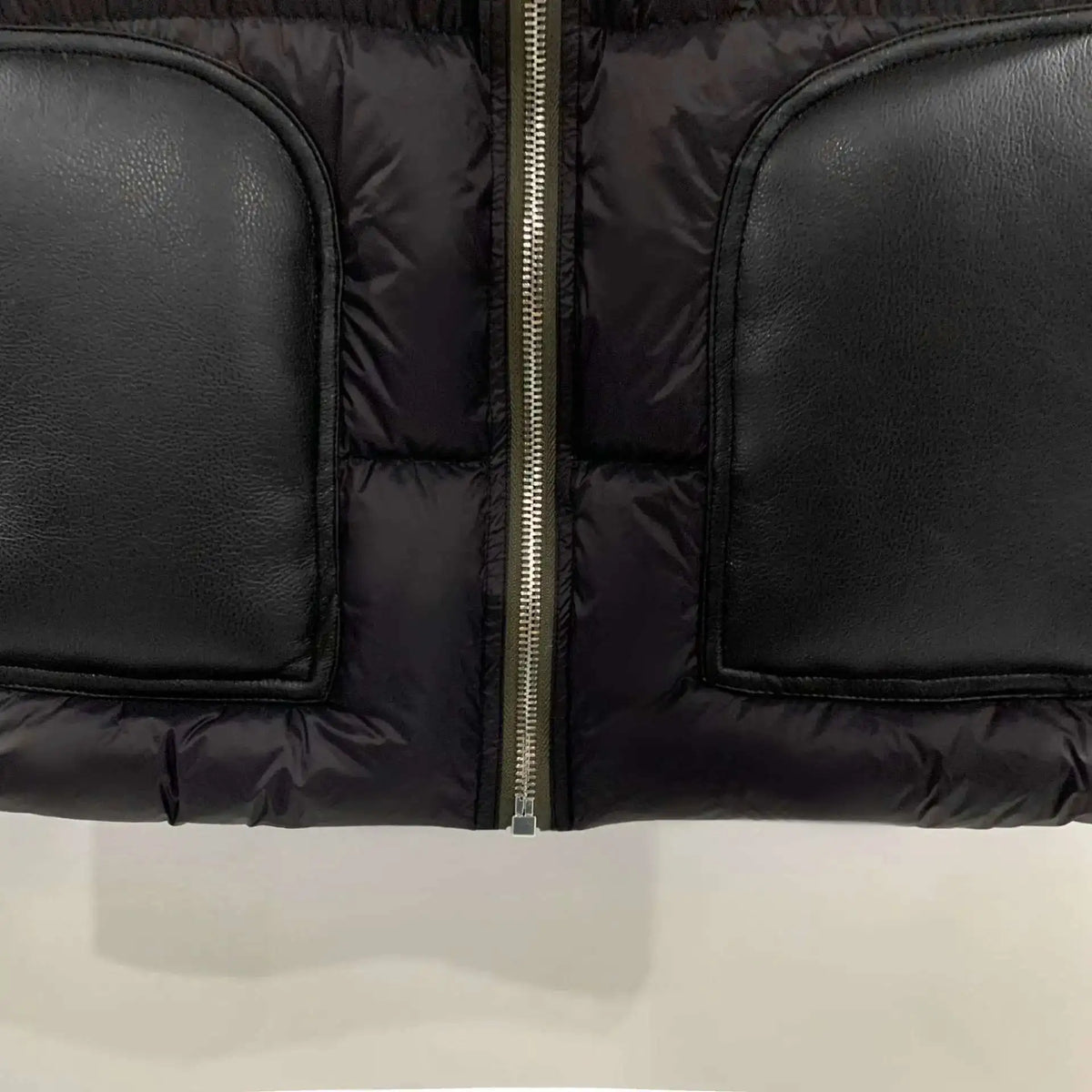 HKSH Autumn Winter Men's Tide Dark V-neck Cotton Jacket Women Splice Fur Patchwork Sleeveless Vest Zipper Chic Down Coats HK2466