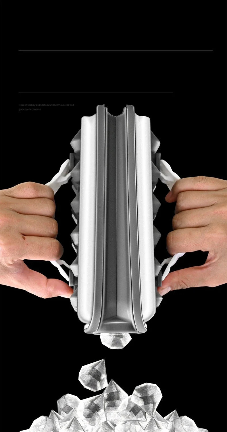 Diamond Shape Ice Maker 18 Ice Cube Mold Foldable Ice Kettle Two-in-one Multi-function Ice Tub Kitchen Bar Gadgets Box
