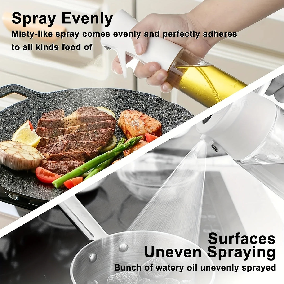 Press-type Oil Spray Bottle 200/300/500ML Kitchen Cooking Oil Sprayer Outdoor Barbecue Oil Spray Bottle Vinegar Soy Sauce
