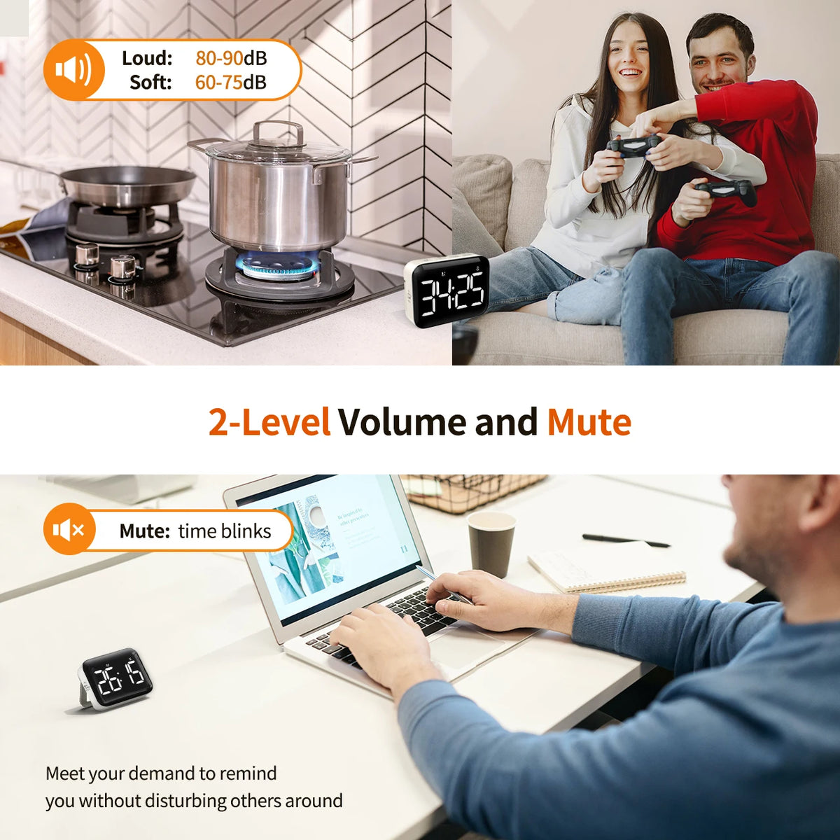 NOKLEAD Home Multifunction Kitchen Timer Digital Timer Countdown Bracket Cooking Timer Cooking Accessories Study Stopwatch