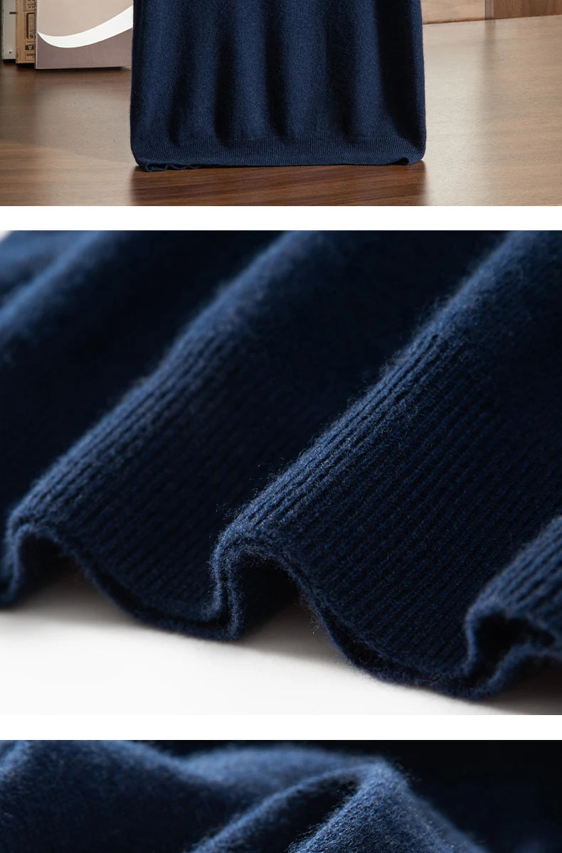 High End Men's 100% Cashmere T-shirt POLO Collar Pullover Shirt Casual Business Knitted Short Sleeved Summer Half Sleeved Top