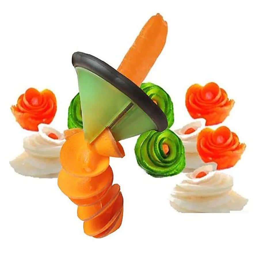 Stainless Steel Salad Curler Set Carrot and Cucumber Carving Knife Spiral Curling Grater Slicing Knife Kitchen Accessories
