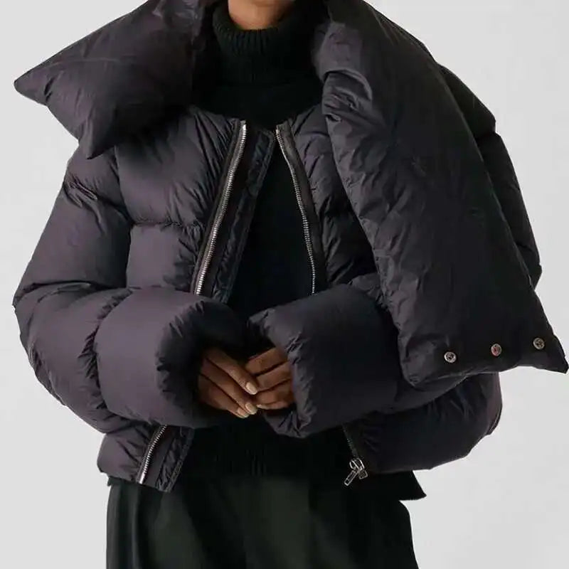HKSH Autumn Winter New Men Tide Cotton Padded Jacket Scarf Collar Thick Long Sleeve Zipper Bread Chic Trendy RO Style Coat H2840