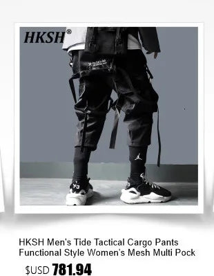HKSH Autumn Winter Men's Tide Dark V-neck Cotton Jacket Women Splice Fur Patchwork Sleeveless Vest Zipper Chic Down Coats HK2466