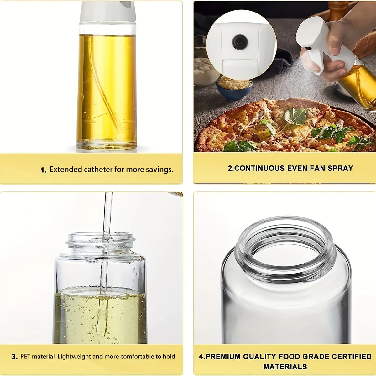 Press-type Oil Spray Bottle 200/300/500ML Kitchen Cooking Oil Sprayer Outdoor Barbecue Oil Spray Bottle Vinegar Soy Sauce