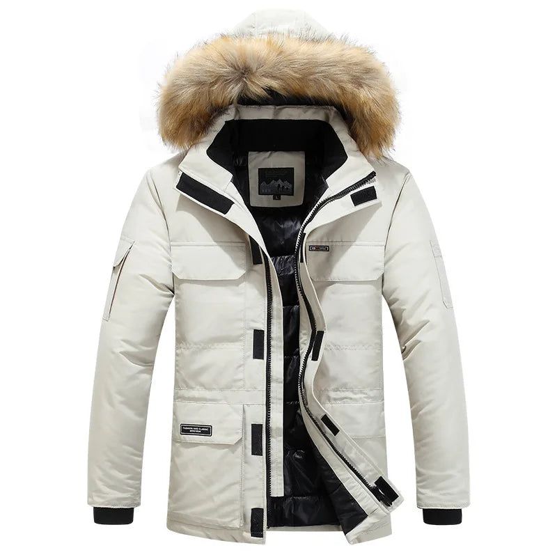 New Men Parkas Coat Windbreaker Big Pockets Wholesale Winter Parkas Men Thicken Coat Fur Hooded Jacket Overcoat Keep Warm Male