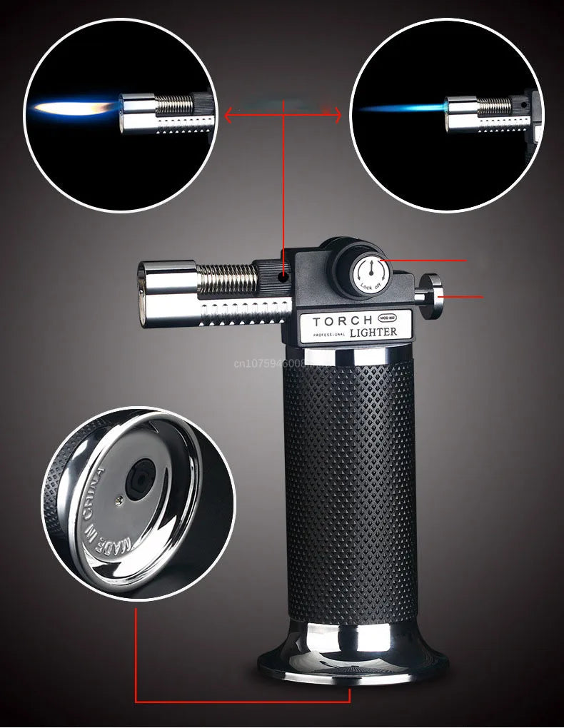Gas Lighter Windproof BBQ Kitchen Cooking High Capacity Torch Turbine Lighter Spray Gun Jewelry Metal Welding Men's Gifts