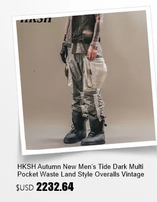 HKSH Autumn Winter Men's Tide Dark V-neck Cotton Jacket Women Splice Fur Patchwork Sleeveless Vest Zipper Chic Down Coats HK2466