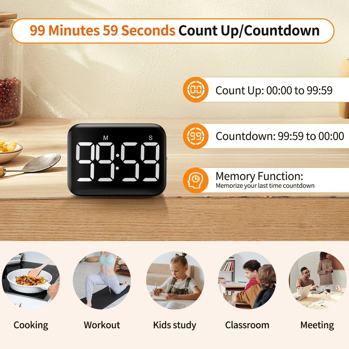 NOKLEAD Home Multifunction Kitchen Timer Digital Timer Countdown Bracket Cooking Timer Cooking Accessories Study Stopwatch