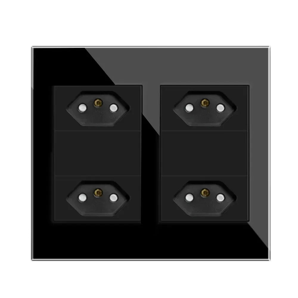 Melery 4*4 Brazil Plug 20A Wall Socket Tomada USB Type C Pressure Switch Tempered Glass Panel Outlets Indoor Home Office Kitchen