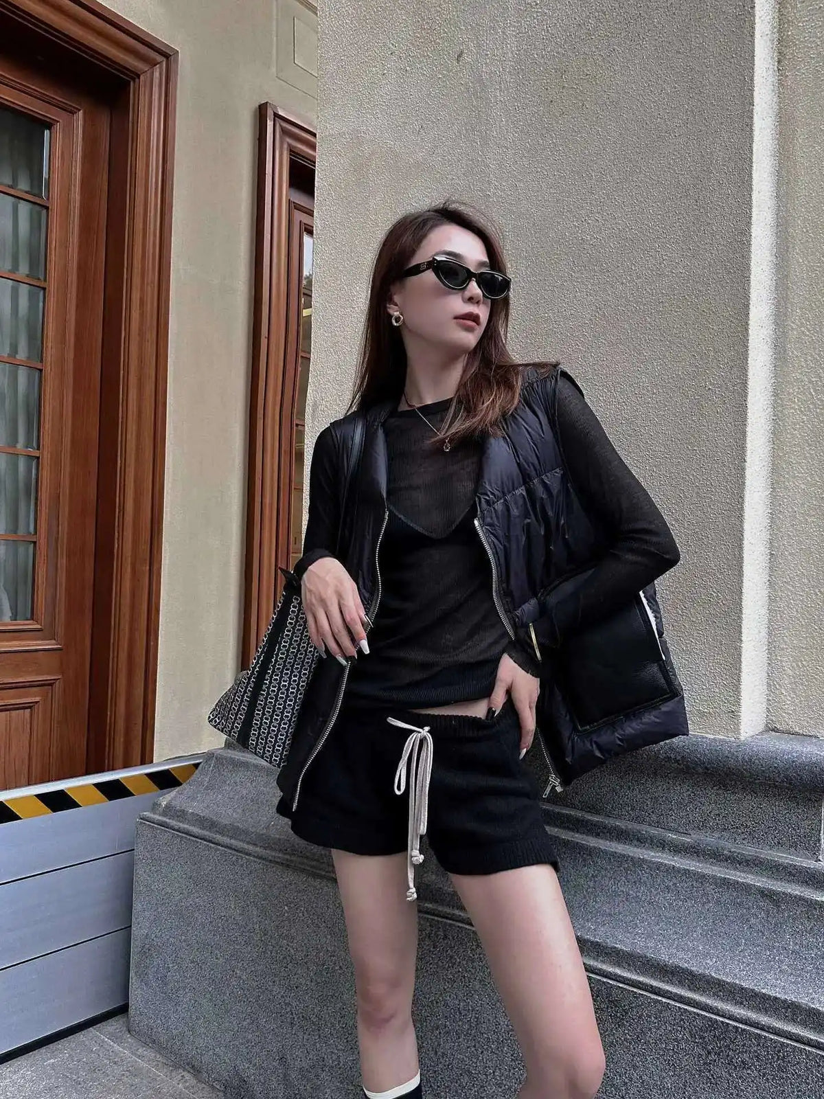 HKSH Autumn Winter Men's Tide Dark V-neck Cotton Jacket Women Splice Fur Patchwork Sleeveless Vest Zipper Chic Down Coats HK2466