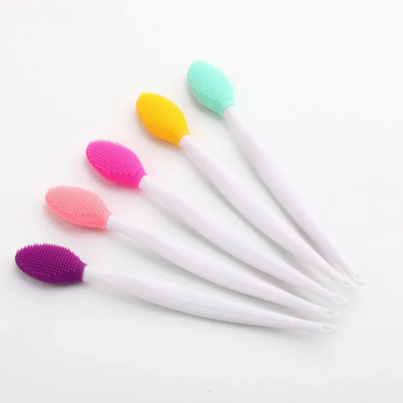 Skin Care Lip Exfoliating Facial Cleansing Face Scrub Nose Clean Brush Blackhead Remove Silicone Double-Sided Skin Care Tool
