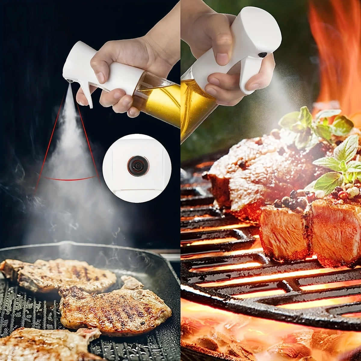 Press-type Oil Spray Bottle 200/300/500ML Kitchen Cooking Oil Sprayer Outdoor Barbecue Oil Spray Bottle Vinegar Soy Sauce