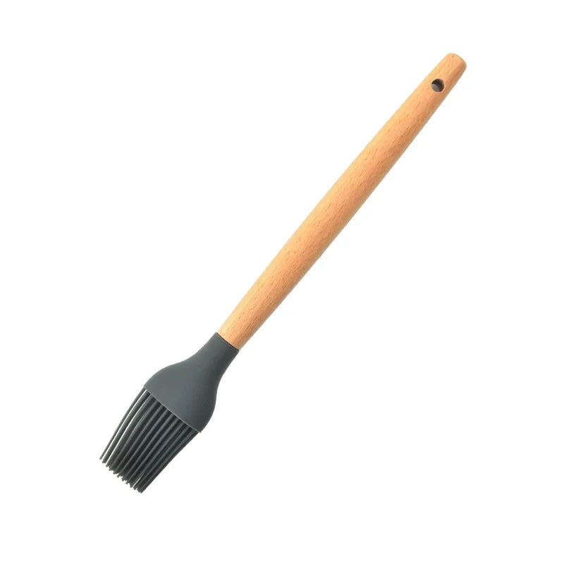 Silicone Kitchen Cooking Spatula Spade Turner Soup Spoon With Wooden Handle Baking Tools