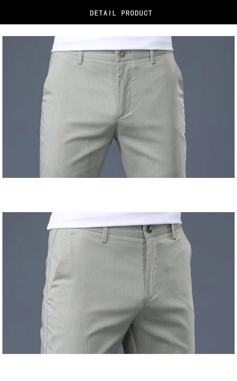 Summer Modal Fabric Men's Thin Casual Pants Classic Business Fashion Regular Fit Stretch Soft Trousers Male Brand Clothes