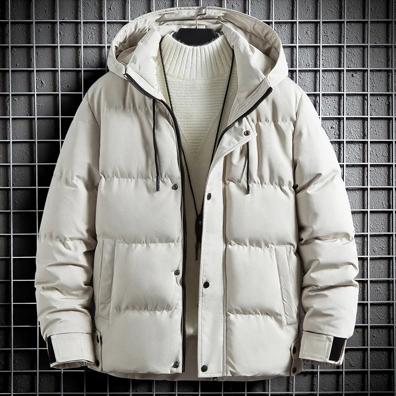 Men's Casual Fleece-padded Jacket Warm Waterproof Crisp High-quality Fabric Comfortable Skin Breathable Wear Handsome Coats