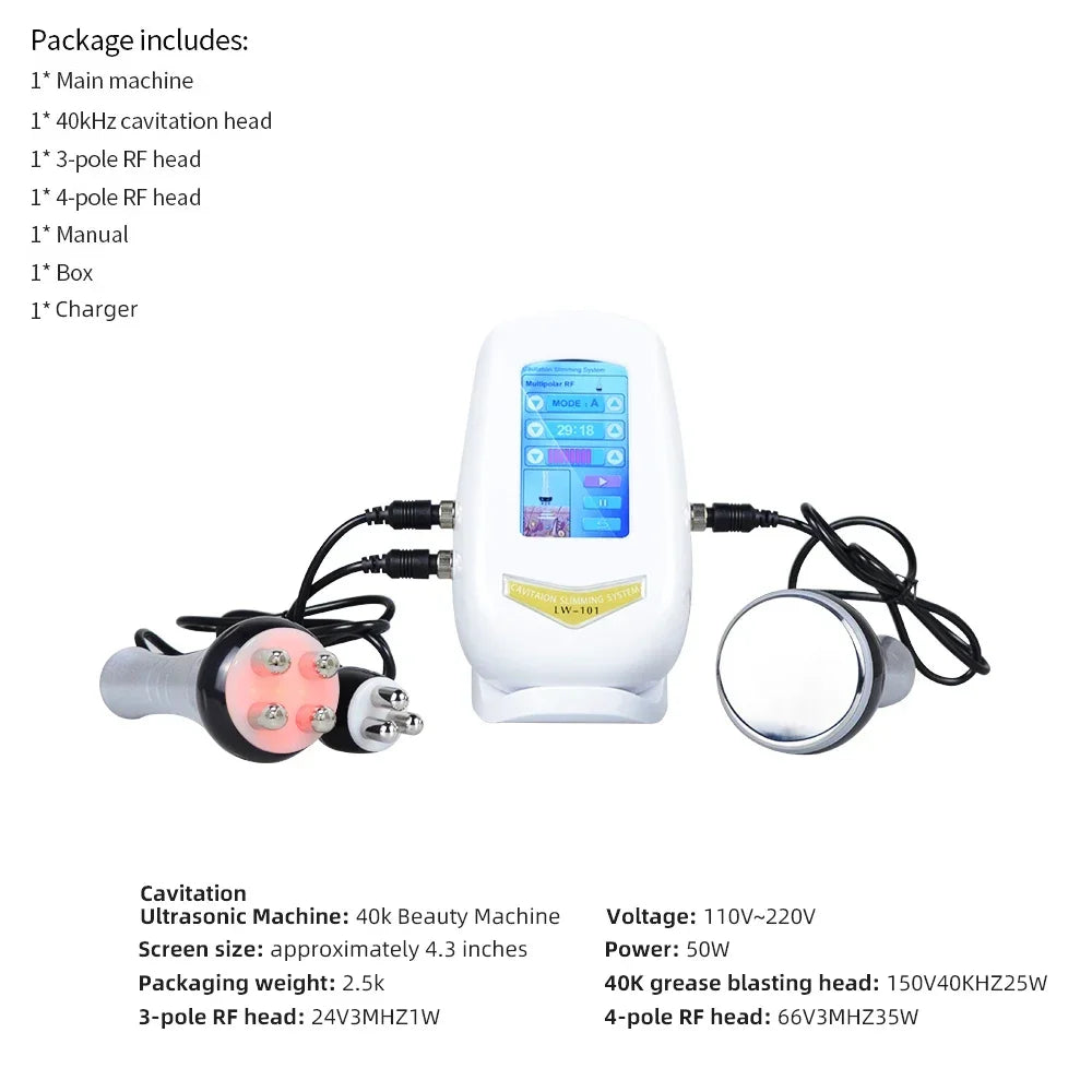40K 3/4 IN 1 Cavitation  Body Slimming Machine Facial Massager Skin Tighten Face Lifting Vacuum Suction Beauty Device