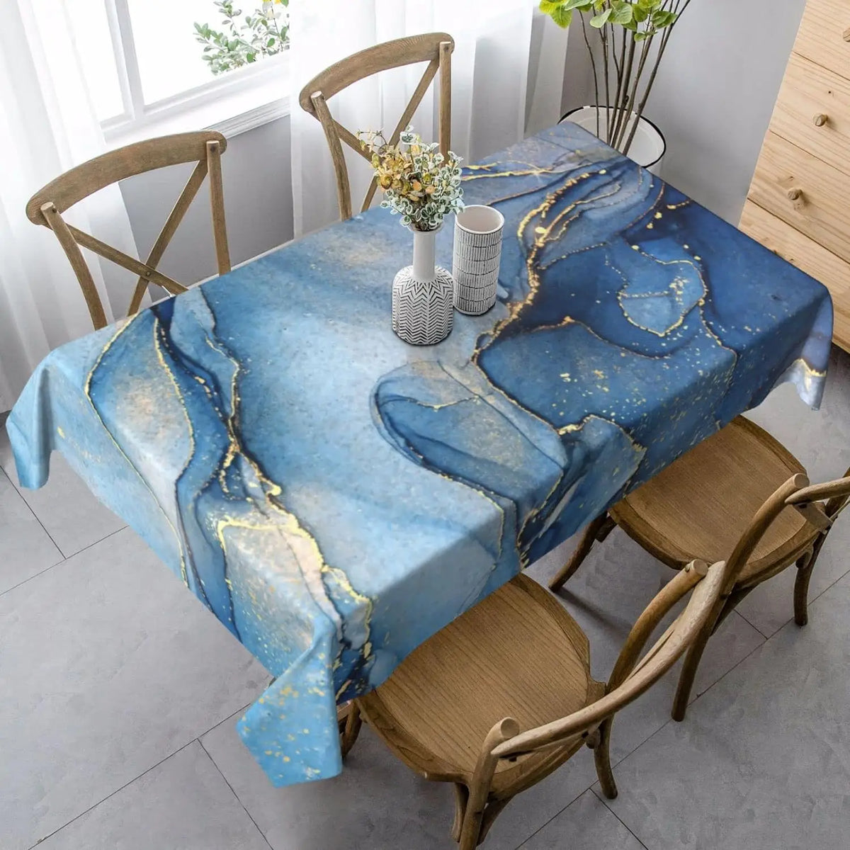 Marble Tablecloth Abstract Pink Blue Golden Marble Pattern Oblong Table Cloth Kitchen Table Decor for Home Party Dining Deocr