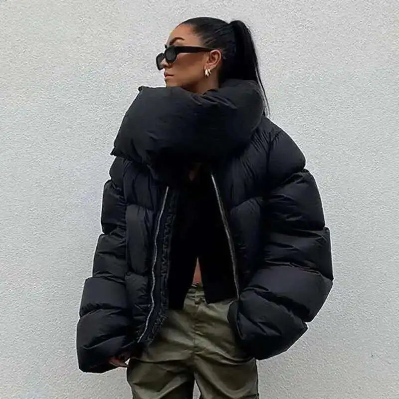 HKSH Autumn Winter New Men Tide Cotton Padded Jacket Scarf Collar Thick Long Sleeve Zipper Bread Chic Trendy RO Style Coat H2840