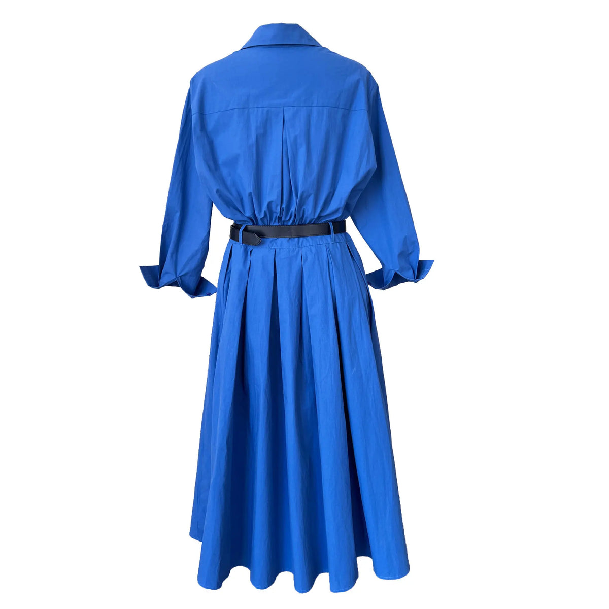 Polo‘s Collar Shirt Dress  Women Spring Slimming Long Dress With A Cinched Waist Blue / Pink