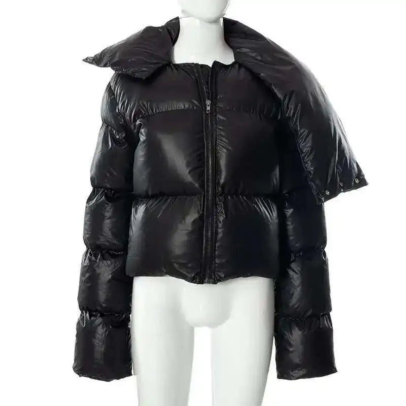 HKSH Autumn Winter New Men Tide Cotton Padded Jacket Scarf Collar Thick Long Sleeve Zipper Bread Chic Trendy RO Style Coat H2840
