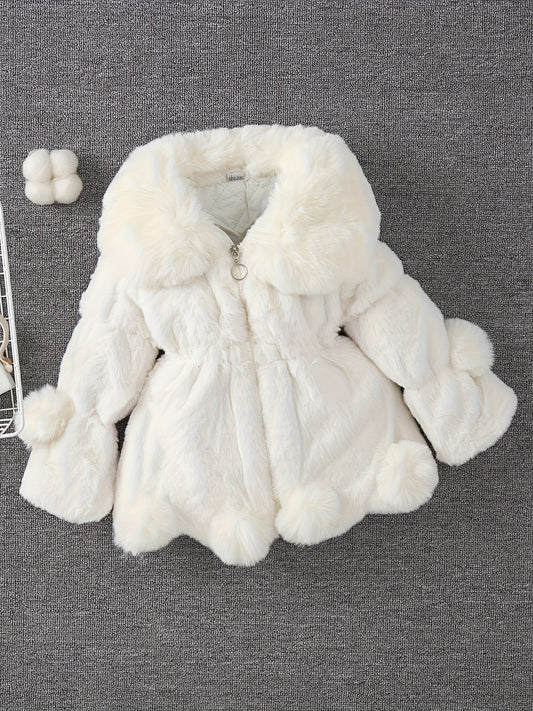 Girls' Autumn and Winter Fashion Thickened Warm Fleece Jacket with Soft Lining - Thick Warm Full Zipper Jacket, Machine Washable Fleece Fabric Comfortable Winter Girls' Outerwear, Suitable for Daily and Formal Wear, Perfect Choice for Cold Weather, Styli