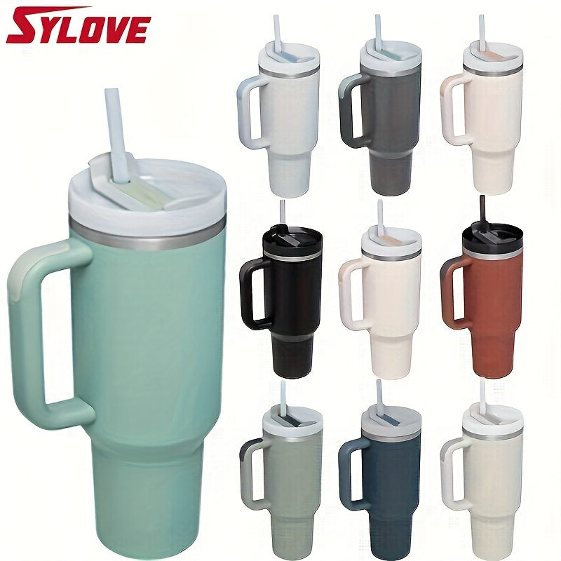 SLOVE 40oz Stainless Steel Tumbler With Handle And Straw, Insulated Sports Water Bottle For Men And Women, Keep Warm Or Cold, Coffee Cup - Perfect Gift