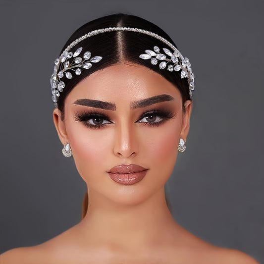 Single Elegant Rhinestone Bridal Headband for Women - Sparkling Wedding & Party Hair Accessory with Intricate Floral Design, Perfect for Weddings, Banquets, and Formal Events, Wedding Accessories, Banquet Headwear, Sophisticated Headband, Rhinestone Embe
