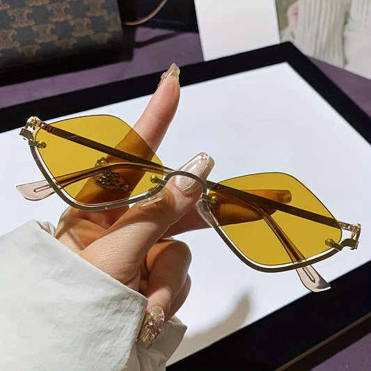 1 Square Frameless Trendy Fashion Glasses, Unisex - Ideal for Parties, Music Festivals, Photography, and Gift-Giving