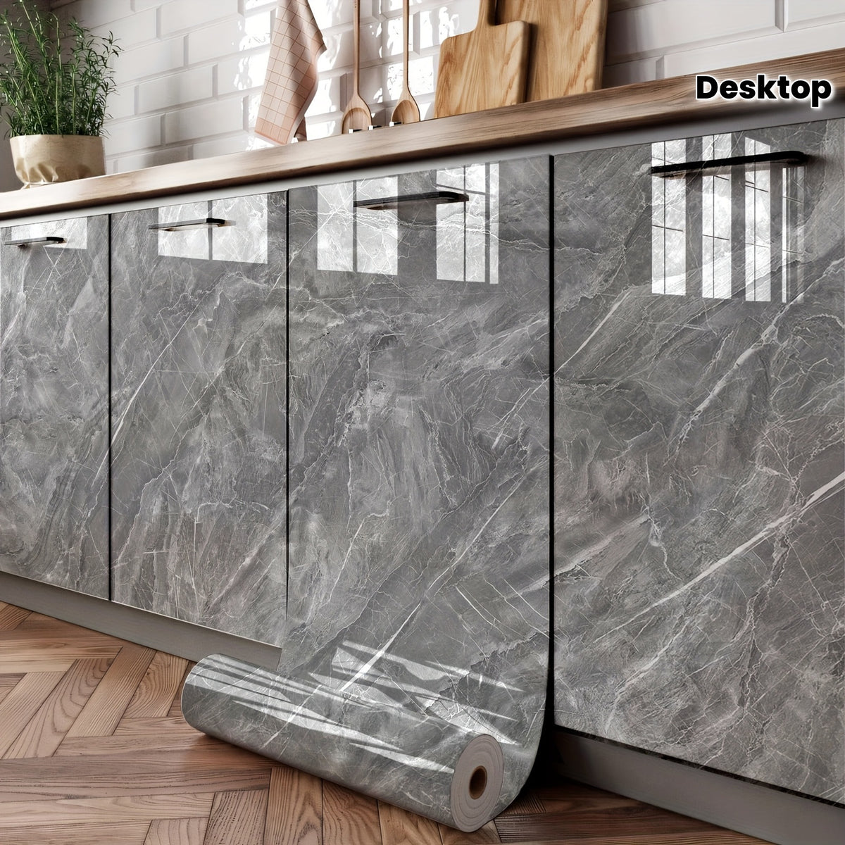 1 Roll Of Marble Self-adhesive Wallpaper Stickers - Waterproof, Oil-proof And High Temperature Resistant, Easy To Remove, Suitable For Desktop, Kitchen, Bedroom, Furniture Renovation Wallpaper. Give You A New Home!